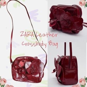 NWT Zara 3D Flower Leather Crossbody